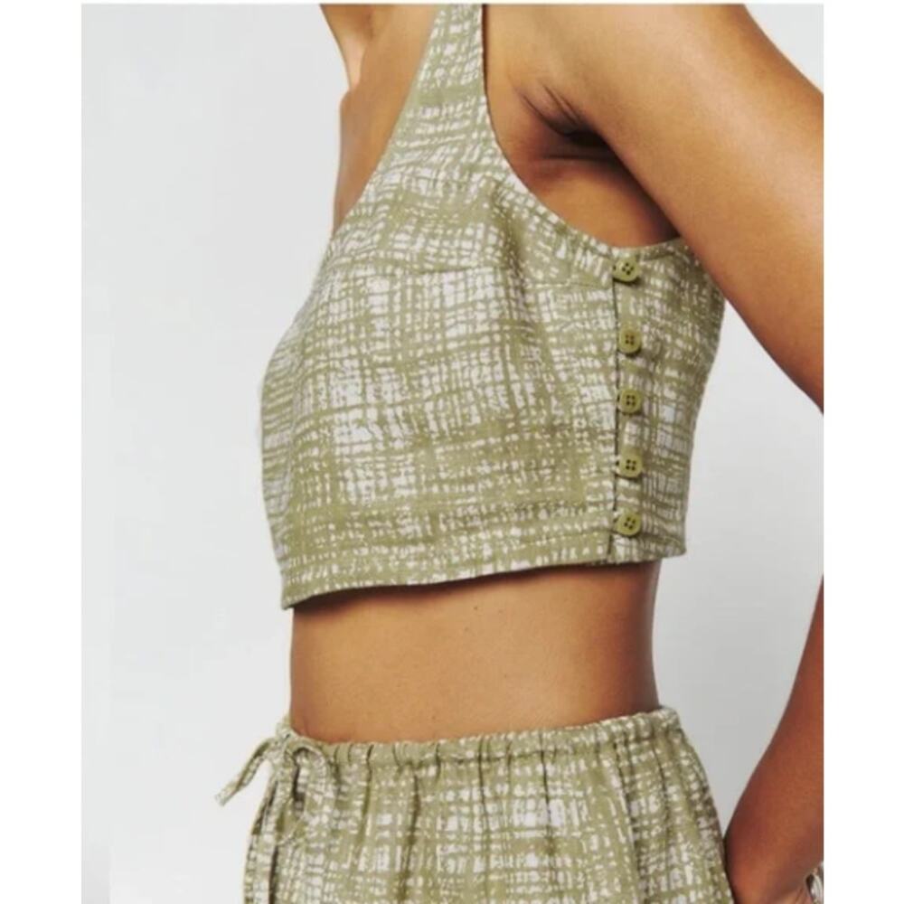 Reformation Amir Two Piece Skirt Set Tan Beige 100% Linen Back Slit Size Medium - Picture 4 of 15